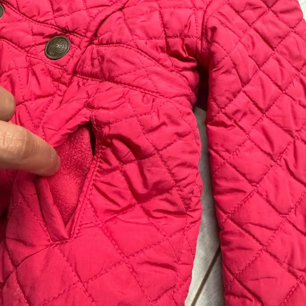 Ralph Lauren Baby Girls 24M Quilted Double-Breasted Coat Jacket Pink